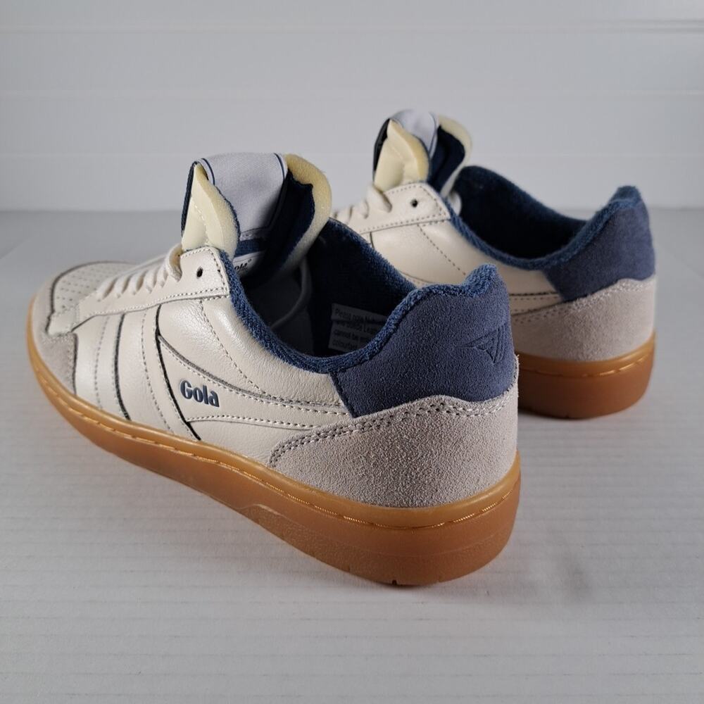 Gola Eagle 86 Sneakers Shoes Womens 7 White Blue Leather Suede Gum Sole CLB572 - Picture 8 of 13
